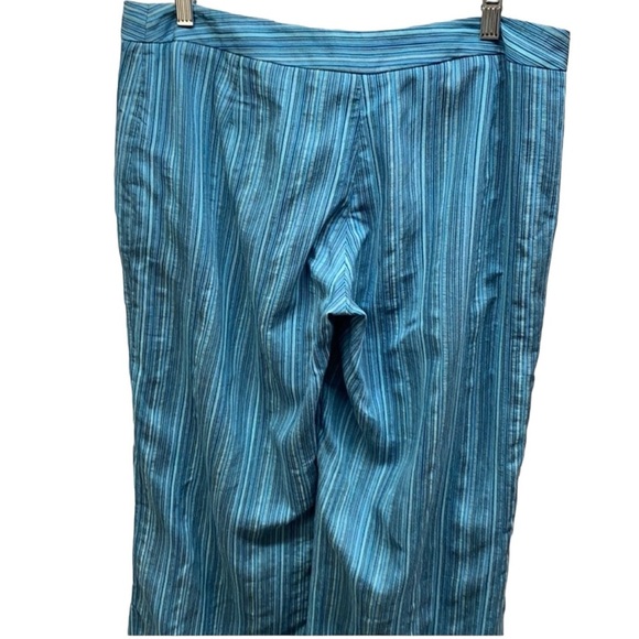 Ted Baker Striped Blue Linen Silk Blend Drawstring Hem Pants - Picture 5 of 11